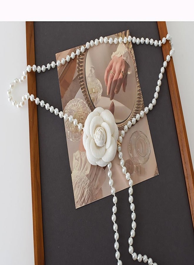 MarveBard Flower Pearl Waist Chain Vintage Camellia Waist Chain Cute Pearl Dress Pendant Adjustable Flower Belt for Wedding Bridal Dress Belt for Women (White) - Image 4